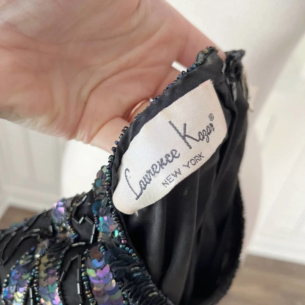 Vintage Laurence Kazar Women's Beaded Sequin Silk Dress Size 6/8 - Picture 7 of 8